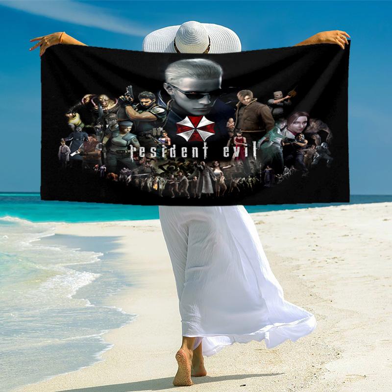Resident Evil game, Umbrella Corporation, soft beach towel, outdoor camping vacation swimming beach towel, outdoor absorbent bath towel, Q5