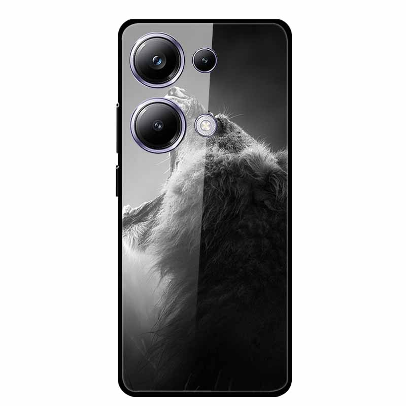 Glass Back Cover For Poco M6 Pro 4G Case M 6 M6Pro Hard Tempered Glass Case For Xiaomi Redmi Note 13 Pro Phone Case Soft Bumper
