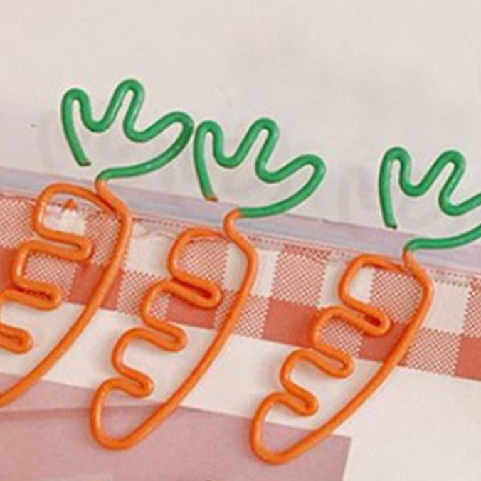 20 ks Papírová sponka Kreslená ve tvaru mrkve Dvoubarevné Roztomilé kancelářské sponky na dokumenty Plánovač