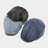 Fashion Washed Denim Beret Hat Short Brim Vintage Newsboy Cap Adjustable Peaked Cap Unisex