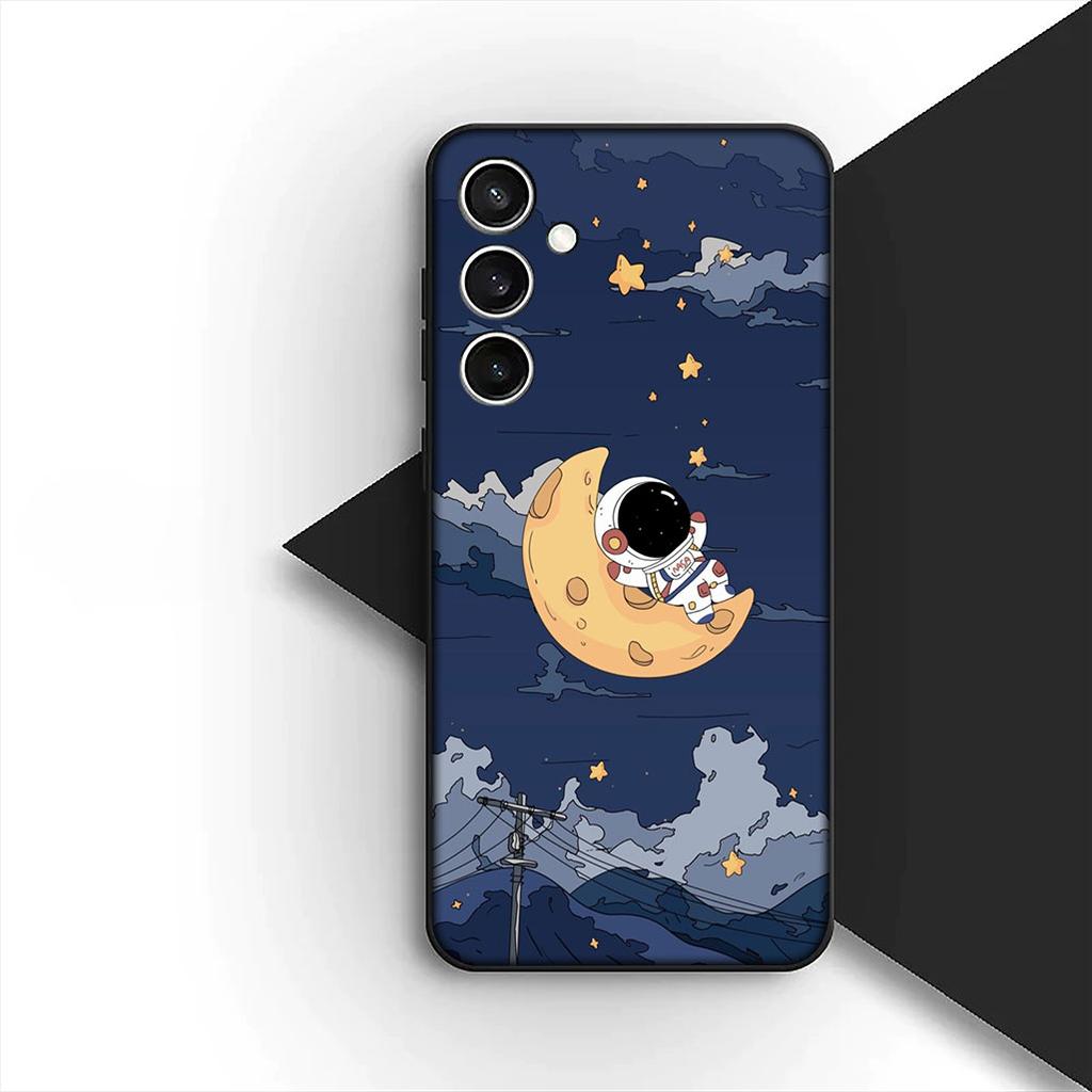 Cover for Motorola Moto G55 G45 G75 G85 G35 Edge 50 30 Fusion 40 NEO Ultra Pro Casing Phone Case Moon Astronaut Stars Art