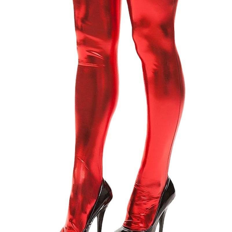 Jednodílné punčochy s vysokým nártem z lakované kůže a kalhoty z umělé kůže pro ženy
