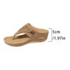 2024 Summer Women's Plus Size Round Toe Thick Sole Fashion Sandals - Solid Color & Hollow Out Thong Style