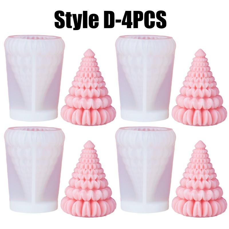 1-4PCS Christmas Tree Aroma Candle Silicone Mold DIY Plaster Wax Craft Holiday Decorations Handmade Supplies Making Kits