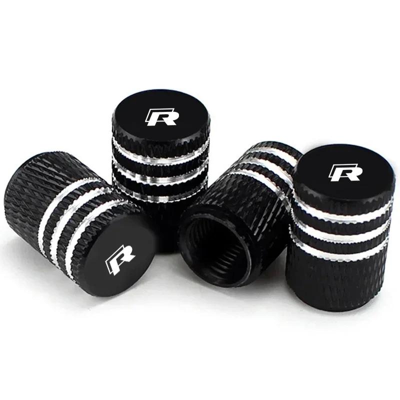 2026 Autocollant Chaud 4pcs Style de Voiture Bouchons de Valve de Pneu de Roue Couvercles Tiges de Valve d'Air de Jante de Pneu pour Volkswagen VW R Line Rline G