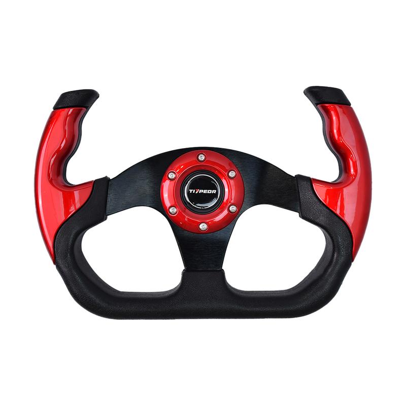 TIYPEOR Sport Racing 13Inch 330mm Flat Drift Steering Wheel D-Type PU Universal