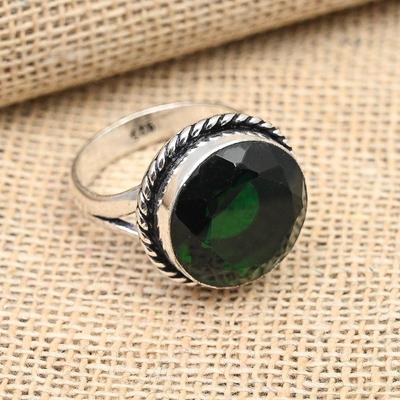 Chrome Diopside Gemstone Jewelry 925 Solid Sterling Silver Ring For Women