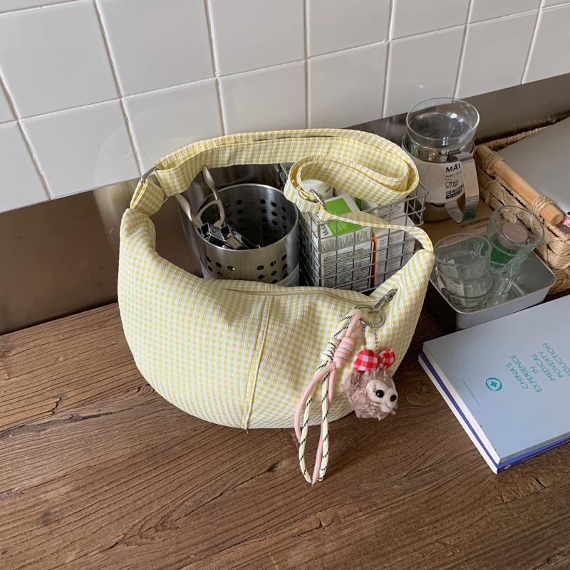 Small Fresh Plaid Bag Women's New Casual Shoulder Messenger Bag Versatile Large-capacity Dumpling Bag