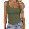 Women's Square Neck Ribbed T-Shirt Sleeveless Stretch Slim Basic Tank Tops for Hot Girls