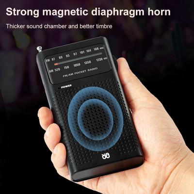 Vollband AM FM Kleines Tragbares Radio Batteriebetriebenes Radio Teleskopantenne HIFI Stereo Mini Taschenradio für Laufen Camping