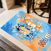 Soccer Fun Blue Brown Customize Your Name Floor Mat Design for Foyer Decorate Room Game Room Living Rooms Anti-slip Rug Anime Office Decor