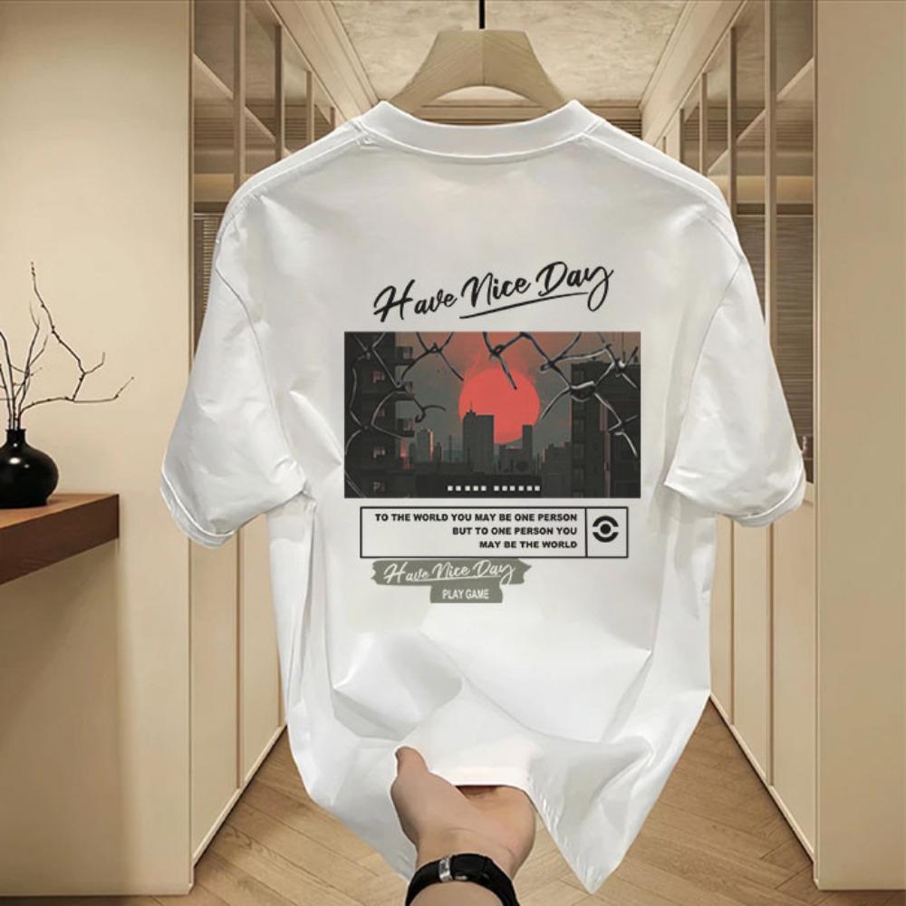 

Летняя свободная футболка с принтом INS Fashion Trend для мужчин с коротким рукавом и круглым вырезом, одежда для пар, черная/белая XXS-6XL 2XL