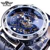 Winner Fashion Diamond Dial Men's Mechanical Watch Skeleton Watch Black Gold Retro Luminous Pointer PU Belt Mesh Belt Steel Belt