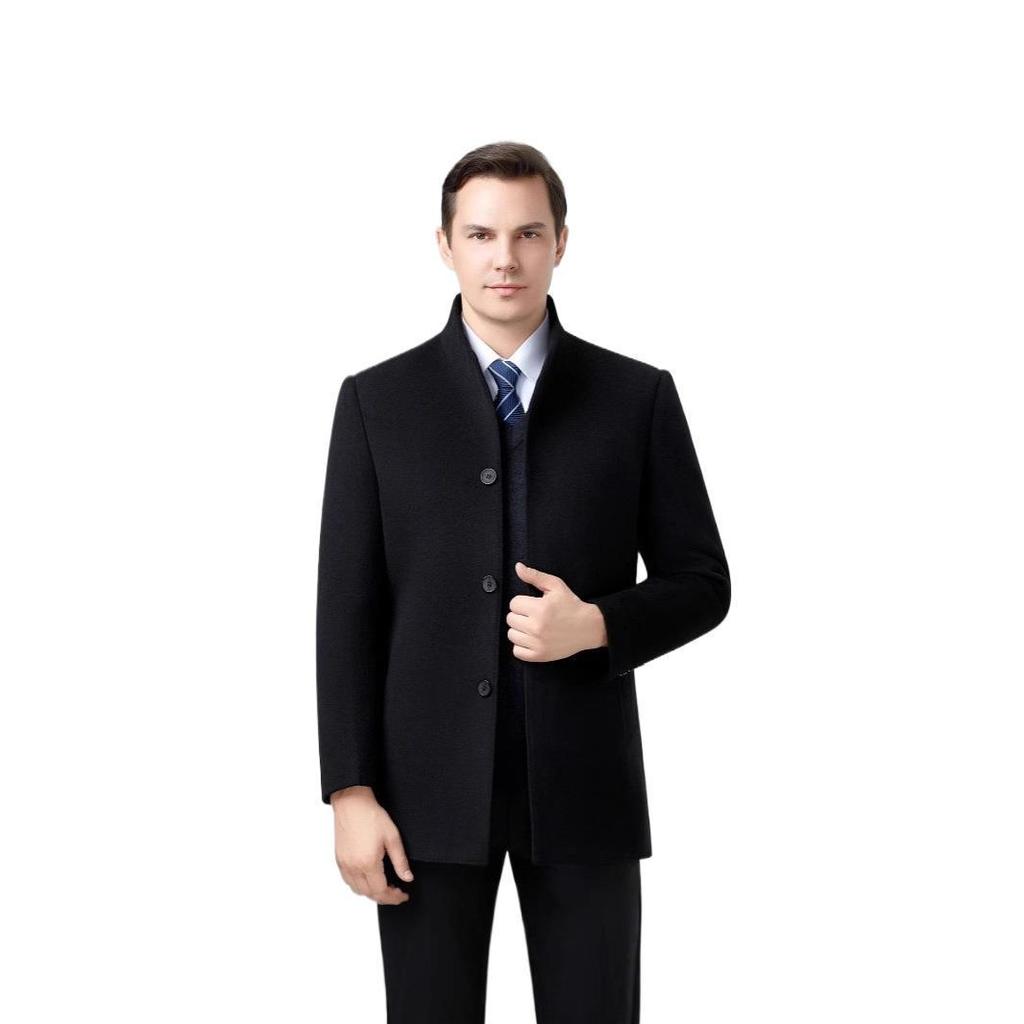 Brand Double-Sided Cashmere Men's Classic Wool Trench Coat with Down Liner