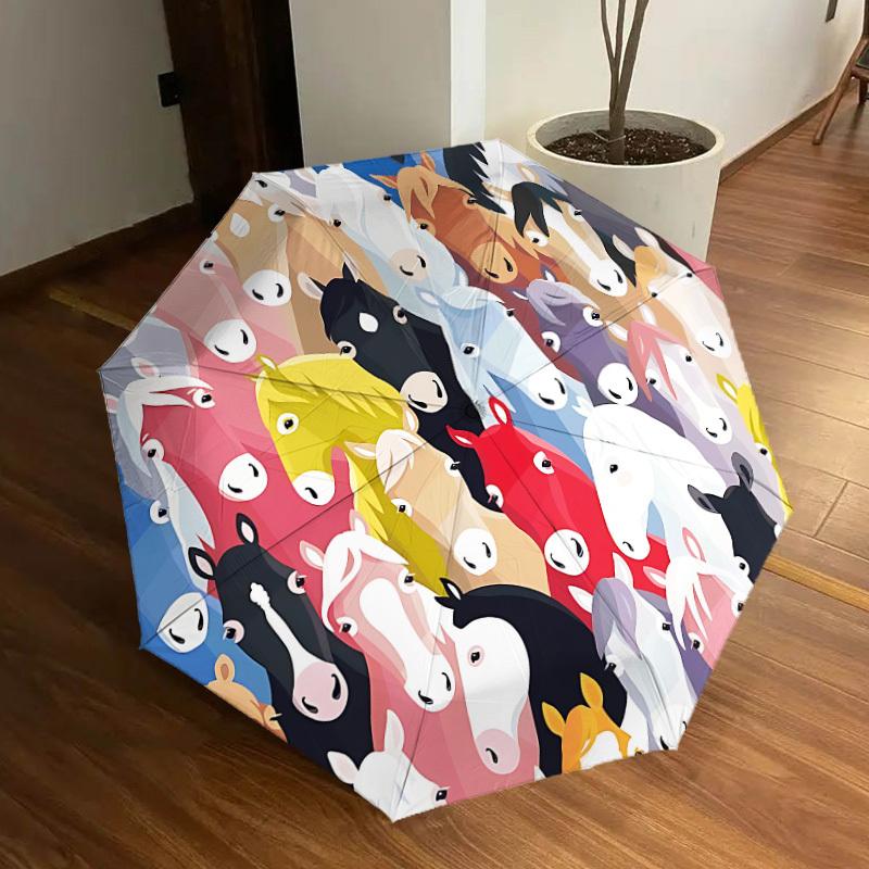 

1pc Horse Pattern Automatic Open/Close Umbrella, Formal Events - Ideal Gift for Family or Friends, Outdoor Accessory yy251211189