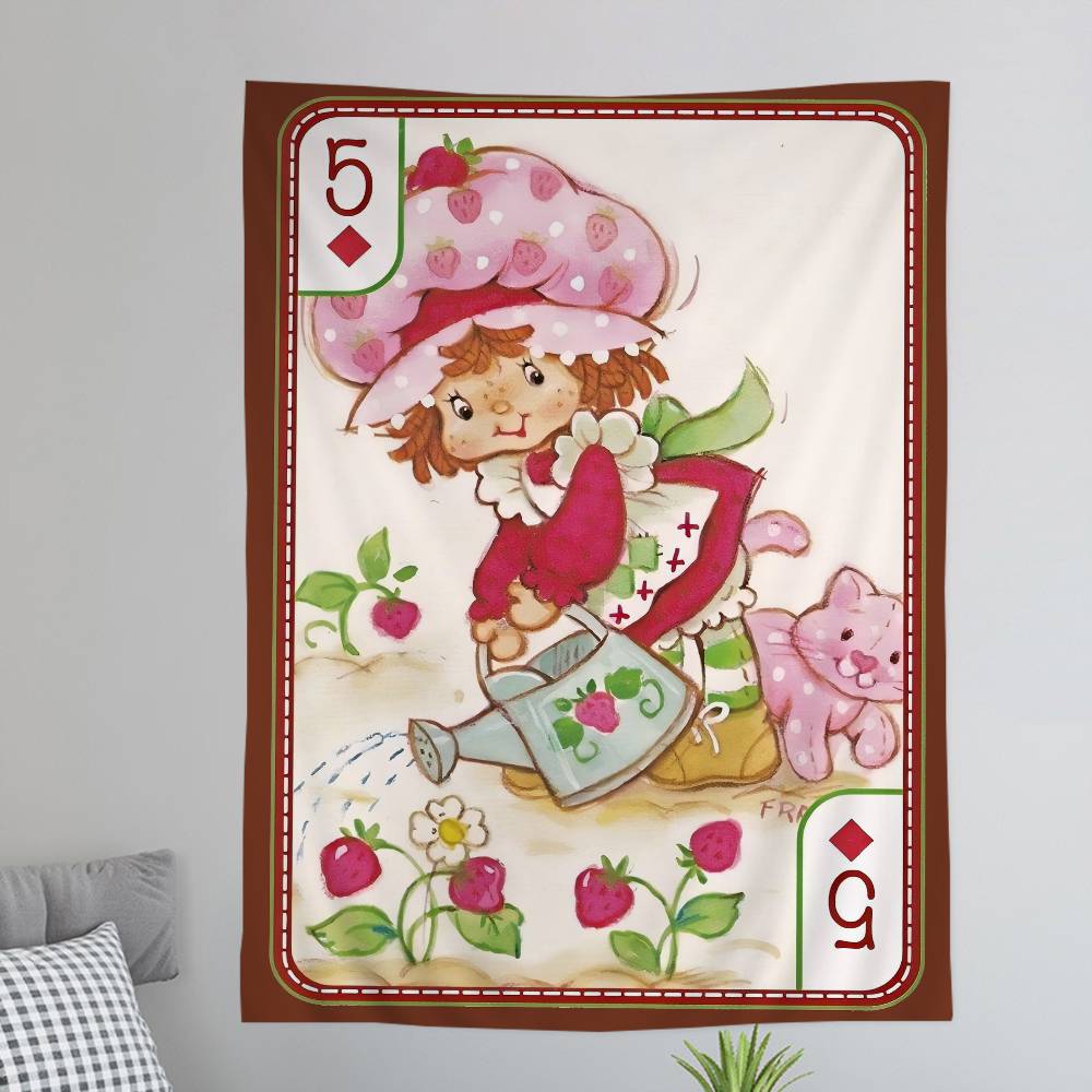 Cartoon Strawberry Shortcake DIY Wall Tapestry Art Science Fiction Room Home Decor Wall Art Decor
