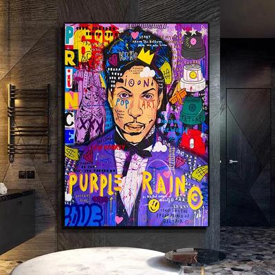 Purple Rain Prince Pop Graffiti Art Canvas Schilderij Posters en Prints Abstracte Straat Muurkunst Afbeelding Huisdecoratie Cuadros