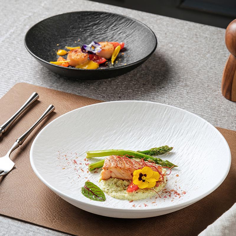 2025 Modern Round Ceramic Soup & Vegetable Plate - Stylish, Deep, Western-Style Dinnerware