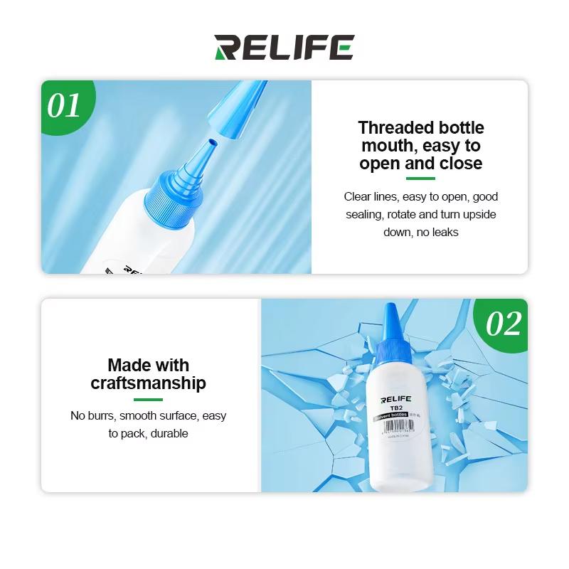 RELIFE RL-054 50ml Push Liquid Alcohol Bottle Dispenser Rosin Solder Flux Paste Mobile Phone PCB Cleaning Welding Repair Tools