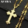 Hip Hop Katholisches Kreuz Edelstahl Kette Halskette für Damen Herren Edelstahl Gold Farbe Punk Halsketten Schmuck