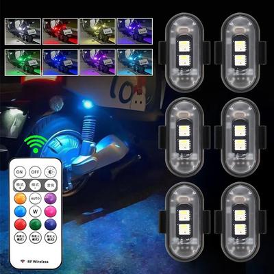 1/6pcs Wireless LED Strobe Lights with Remote Control, 8 Colors USB Charing Waterproof Emergency Warning Lights
