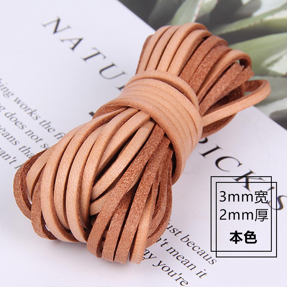 Diy Jewelry Accessories 3Mm Wide 2Mm Thick Square Cowhide Rope Bracelet Necklace Sweater Chain Woven Rope Genuine Leather Leather Rope