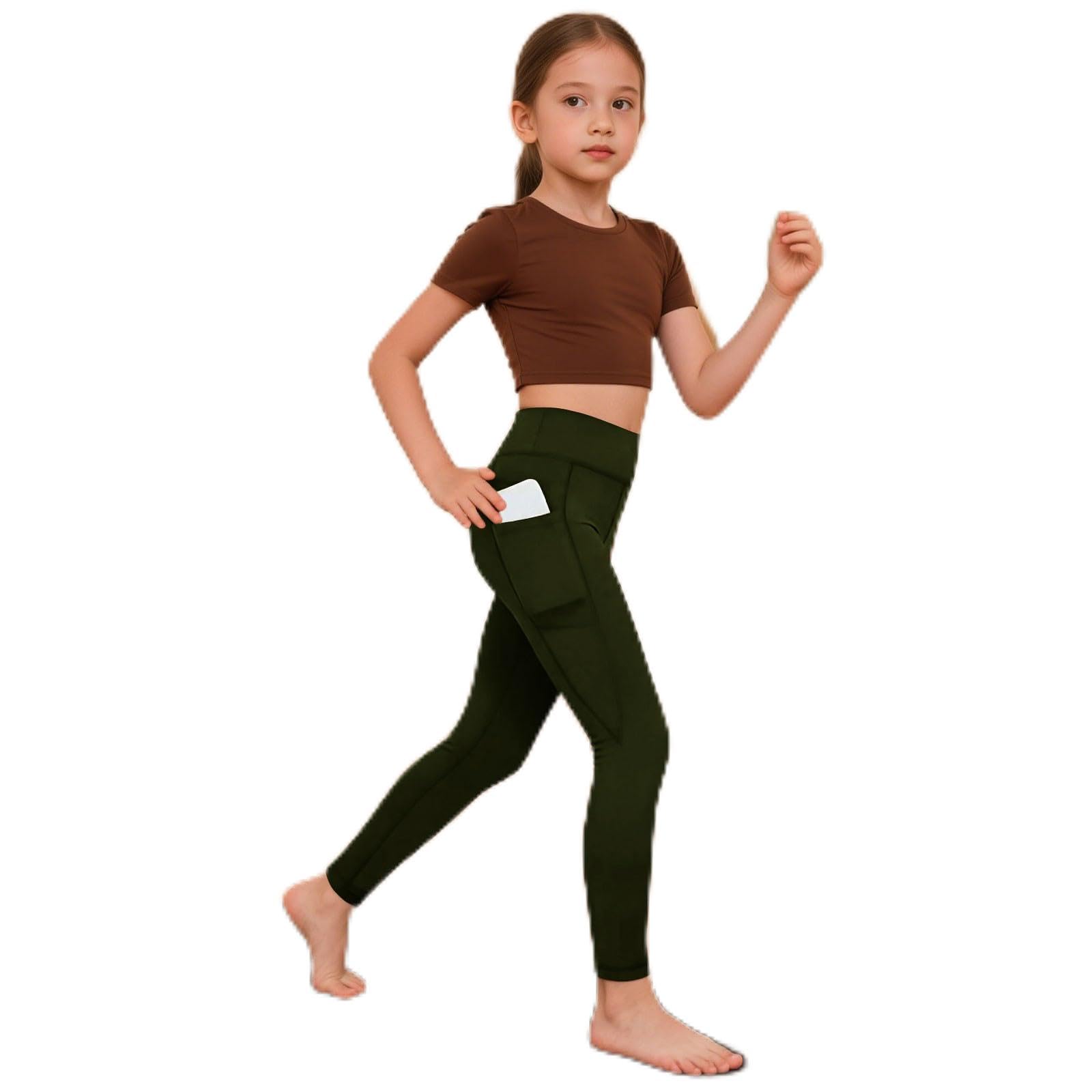 

Girls Breathable Moisture-Wicking Stretch Yoga And Casual Pants 120 армия зеленый
