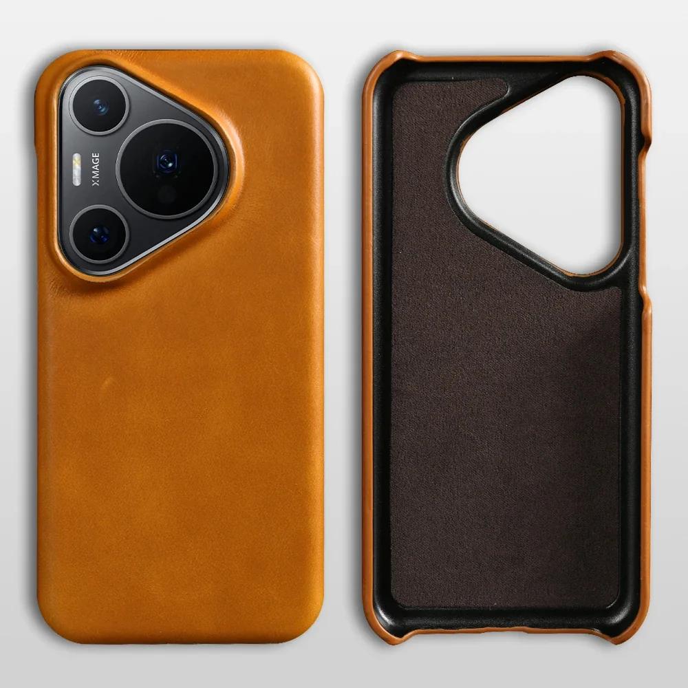 Handmade Genuine Leather Case For Huawei Pura 70 Pro Honor Magic 6 Pro Mate50 mate60 P50 P40 P60 Aesthetic Vintag Phone Cover