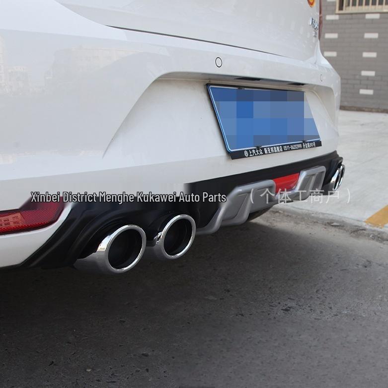 Kompatibel mit Volkswagen Polo 2014-2018 Hecklippe Stoßstangen-Spoiler mit Doppel-Auspuffauslass.