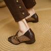 Fashion NEW Spring/Autumn Women Pumps Square Toe Chunky Heel Shoes Genuine Leather Shoes for Women Cotton Fabric Buckle Strap Mary Janes