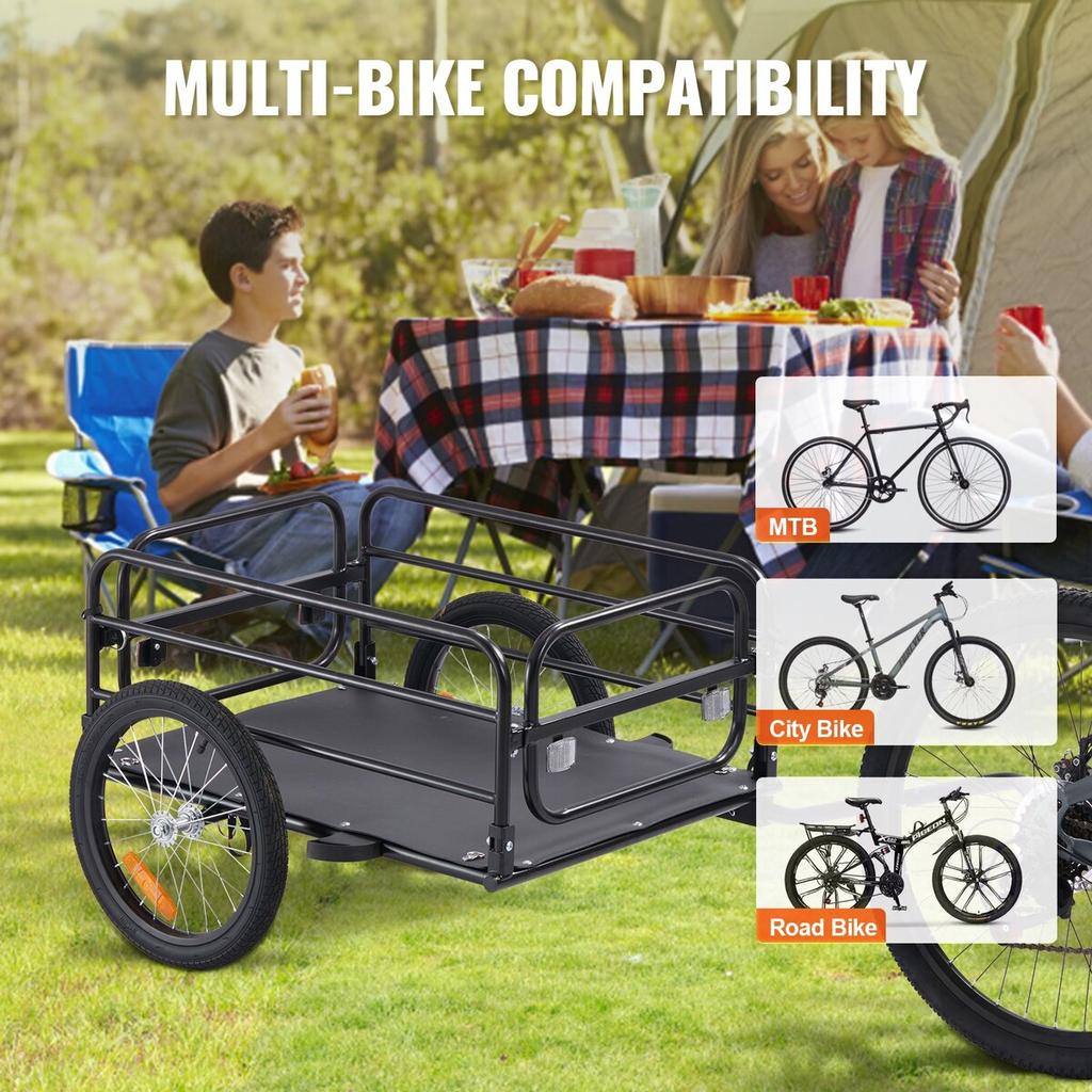 Bike Cargo Trailer, 72.5 Kg Load Capacity, Heavy-Duty Bicycle Wagon Cart, Foldable Compact Storage & Quick Release with Universal Hitch, 40.6 Cm