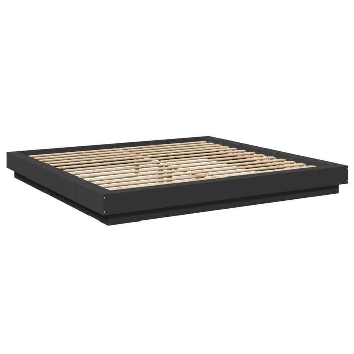 VidaXL Bed Frame with LED Lights Black 200x200cm Engineered Wood, Bedroom Furniture, Bed Base, Pallet Bed, Bed, Double Bed, 3281071
