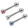 Stainless Steel Colorful Diamond Tongue Piercing Barbell for Ear Cartilage | Body Jewelry 