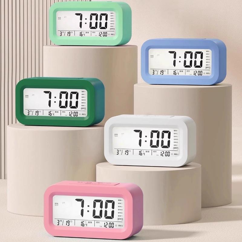 Creative Big Ringtone Electronic Alarm Clock Student Wake-up Alarm Watch Multifunctional Temperature and Date Bedside Clock