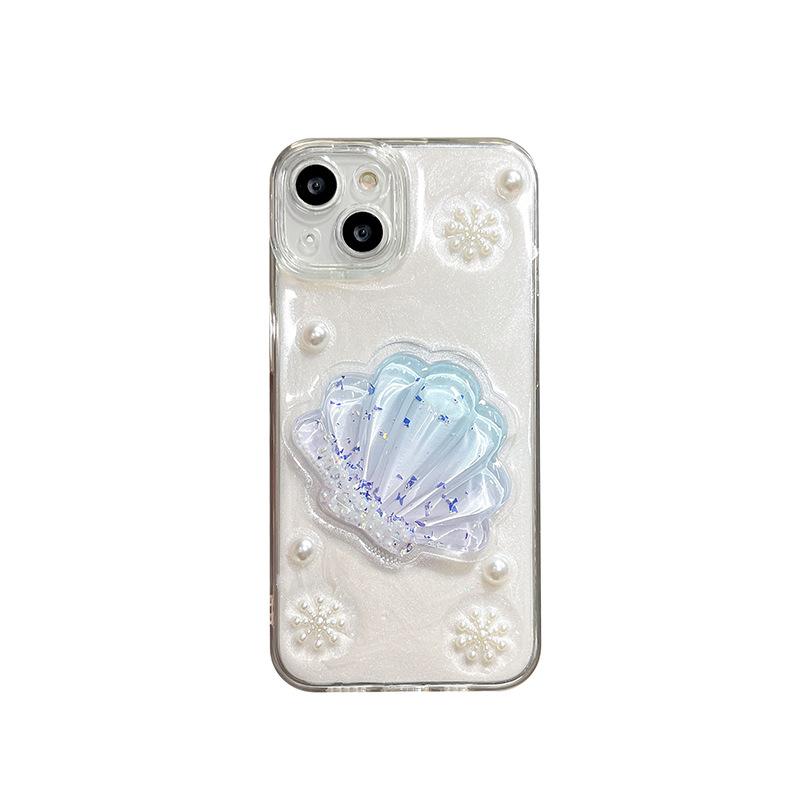 Wind Quicksand Shell Sequined Mobile Phone Case For Apple 17Pro Snowflake Iphone16 Pearl Glitter 15 Soft