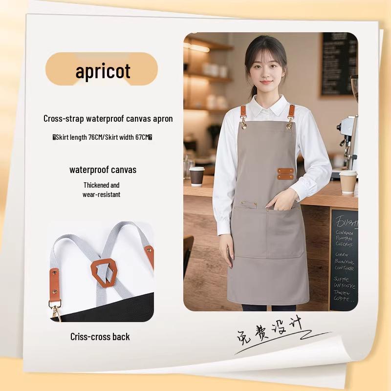 Custom Waterproof Canvas Apron for Coffee Shop & Catering Staff One Size