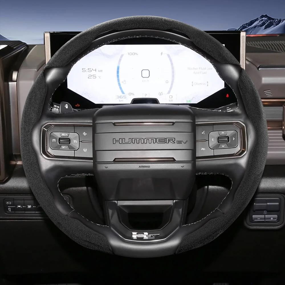 Suitable for Gmc Sports Suede Steering Wheel Cover, Split Snap-On Anti-Slip Cover for Models Such as Sierra 1500 Hd, Yukon,