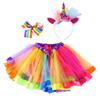 Children Colorful Skirt Cute Cartoon Costume Set Girl Ballet Skirt with Hair Clip Headband Colorful Free Size