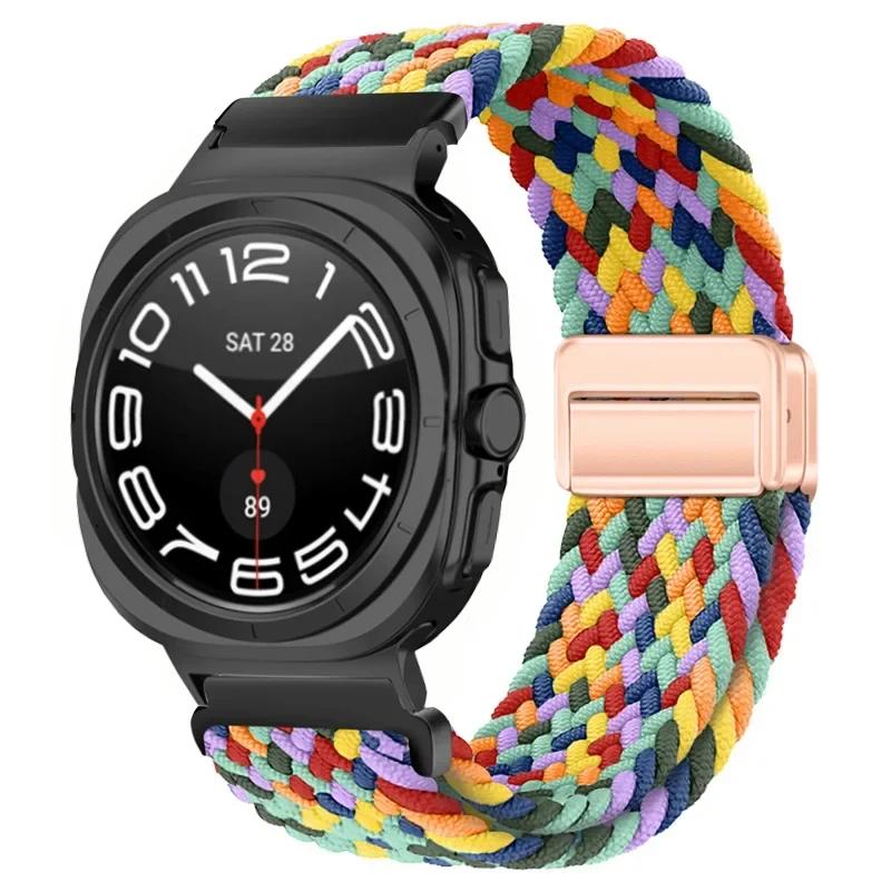 Gevlochten Nylon Lusband Voor Samsung Galaxy Watch Ultra 47mm Magnetische Armband Polsband voor Galaxy Watch 8 Ultra 2026 47mm Band