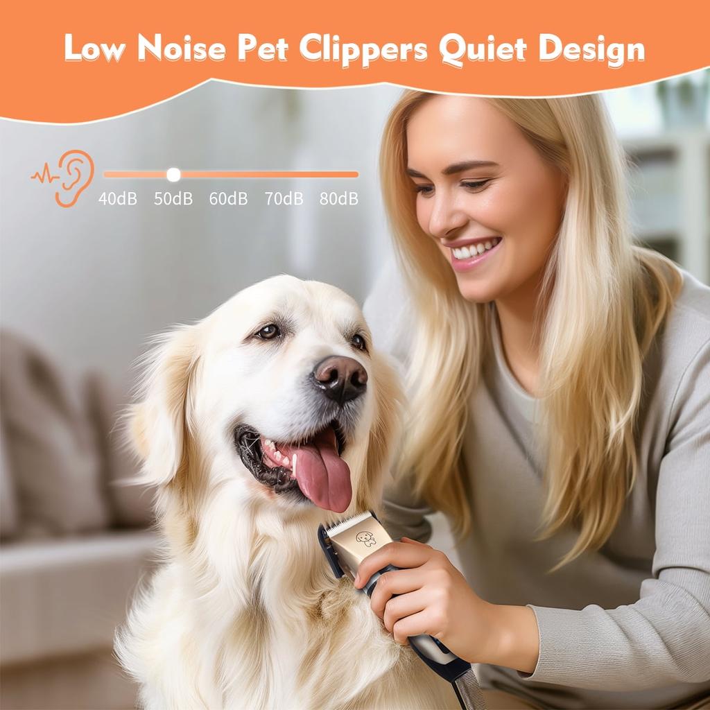 Dog Clippers Cordless Pet Grooming Kit with LED Power Display,Dog Paw Trimmer For Grooming, Low Noise Trimmer, Dog Nail Trimmers 