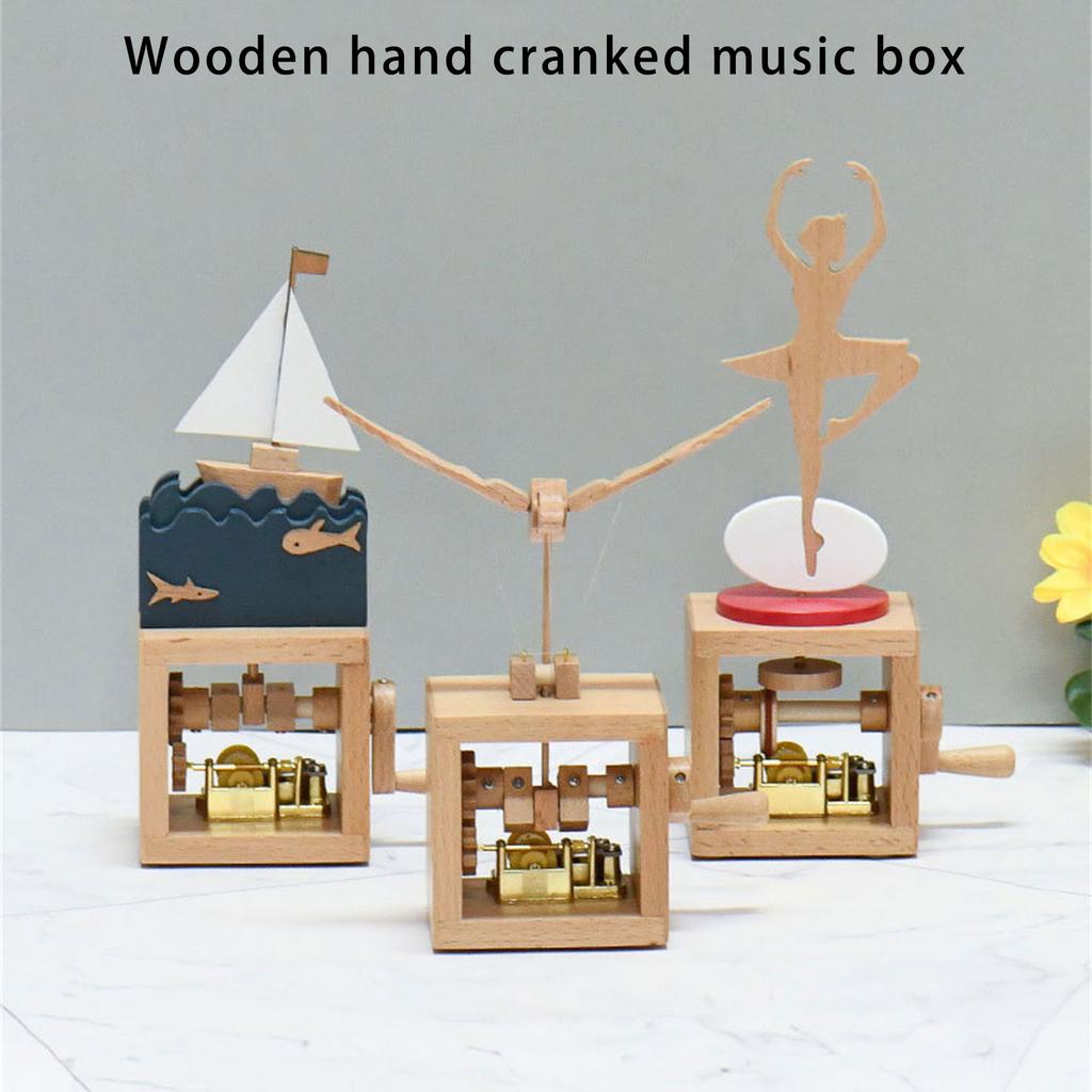 Vintage Stile Holz Spieluhr mit Eleganten Melodien Handgekurbeltes Musikalisches Ornament für Sammler und Musikliebhaber