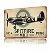 Vintage Spitfire Aircraft Metal Wall Art  Retro Aluminum Sign for Garage Pub and Office Decor