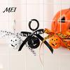 Hanging Bell Keychain Halloween Pumpkin Keychain, Hollow Head Key Ring Decorative with Ribbon Bow, Backpacks Charm for Holiday Party Decoration