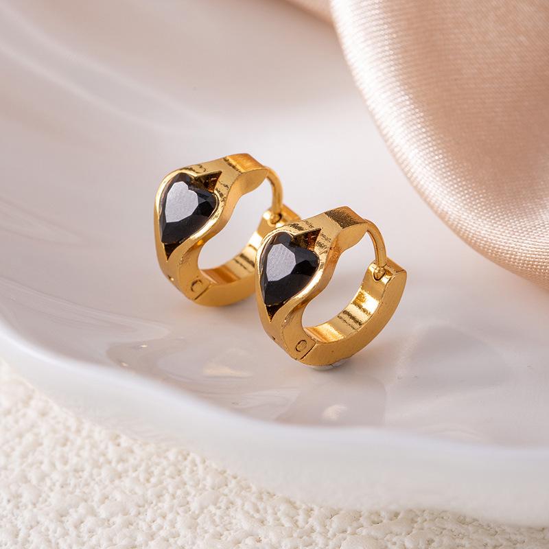 Elegante Wassertropfen Lila Zirkon Rhombus Titanstahl Ohrringe - Damen Hochwertige Nicht-verblassende Herzstecker