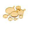 18K Gold Plated Stainless Steel Round Pendant Tray (10-40mm) for DIY Necklaces