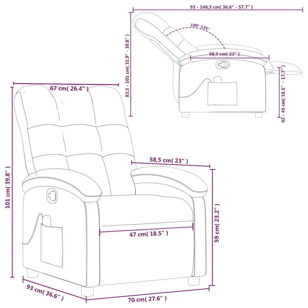 Massage Chair Brown Fabric