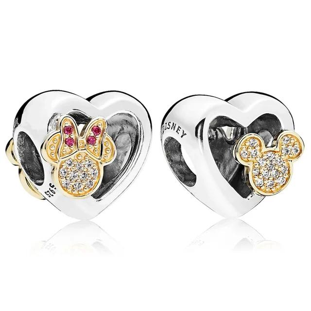 Miniso  925 Silver Dumbo Mickey Mouse Charm Bead DIY Fine Jewelry Bracelet Original Pendant