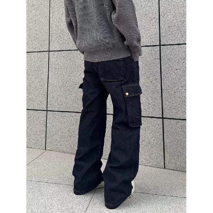 American High Street Jeans Men'S Autumn Trendy Brand Ins Loose Wide Leg Straight Leg Pants Micro Flared Pants