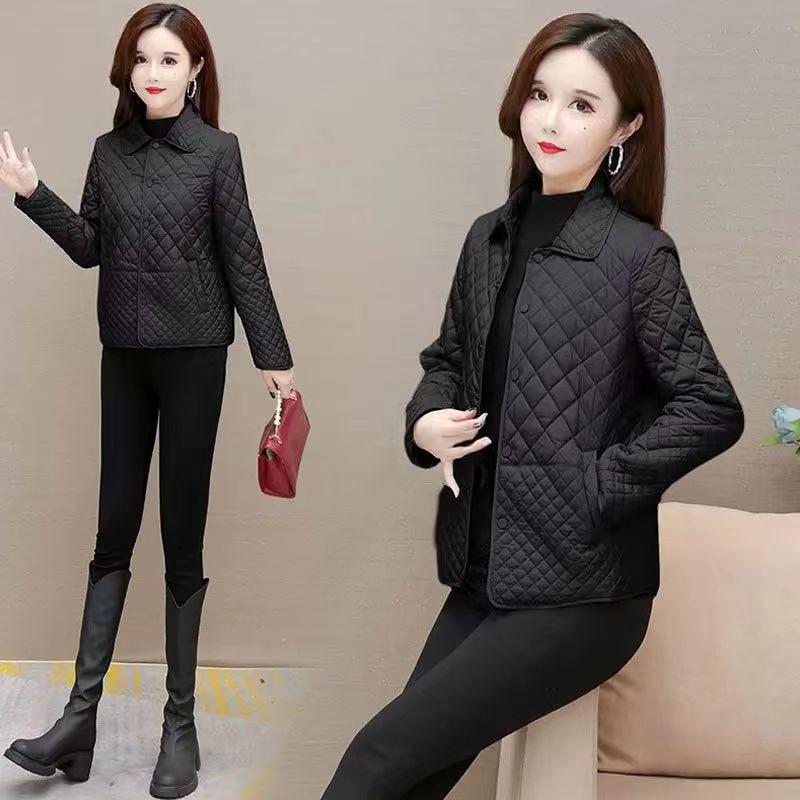 2025 Women's Elegant Quilted Diamond Jacket - Autumn/Winter Lightweight Casual Style