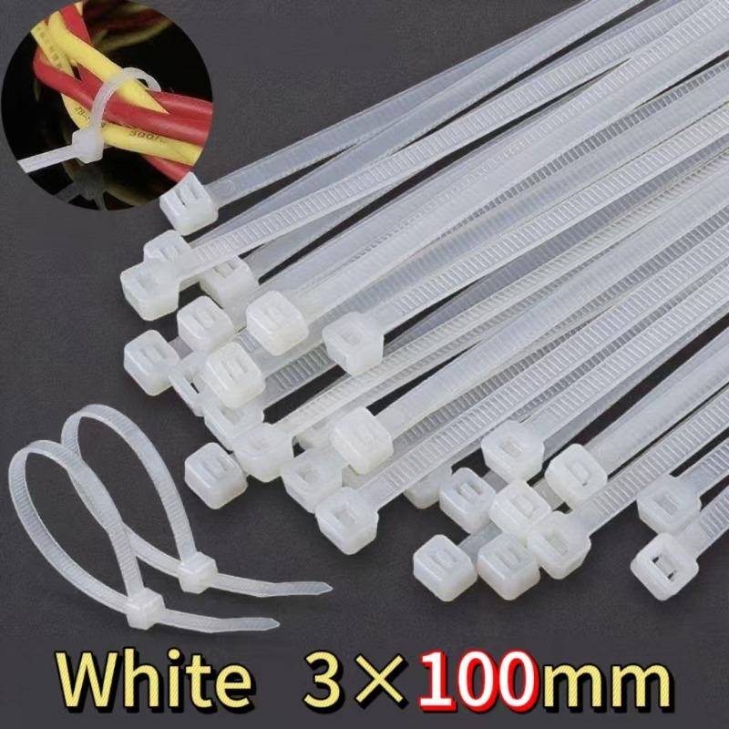 2000/100Pcs Self Locking Nylon Cable Ties Plastic Cord Tie Heavy Duty Cables Fastening Rings Loop Hardware Organizer Wire Straps